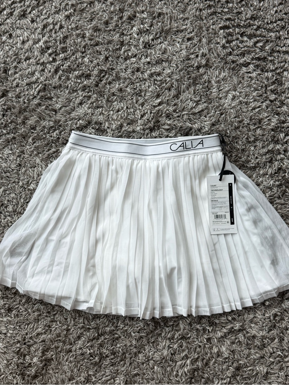 CALIA Court High Rise Pleated Tennis Skort White XS NWT UPF 50+